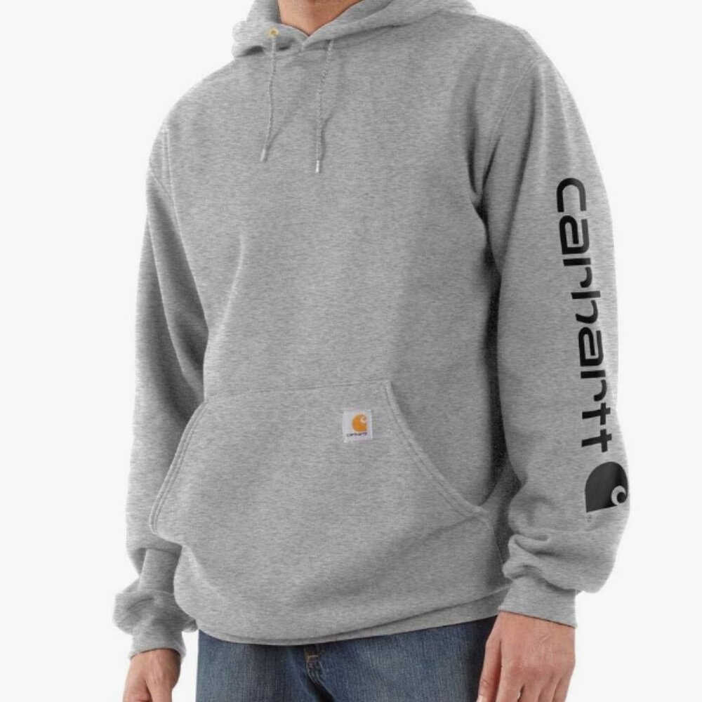 Carhartt Men’s Loose Fit Midweight Logo Sleeve Hoodie Sweatshirt XL/M Gray